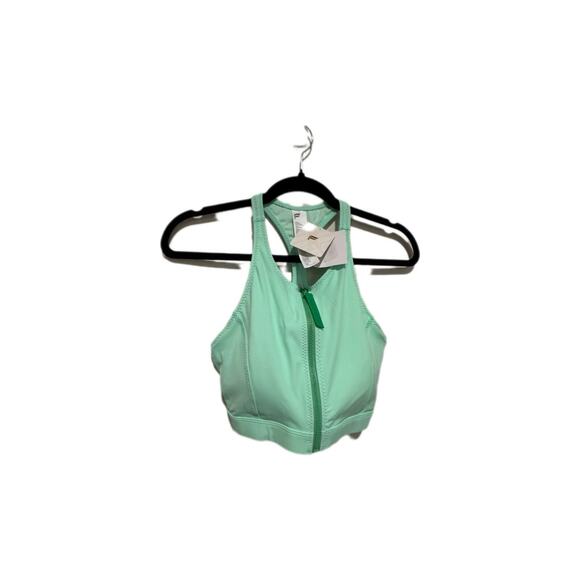 Fabletics Zip-Front Racerback Swim Top (Size M) -Sugared Lime/Hyper Turf - Picture 4 of 12